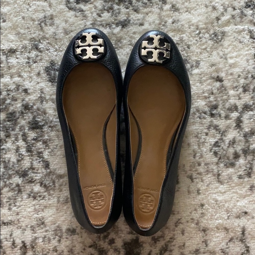 Tory Burch Claire Tumbled Leather Ballet Flats